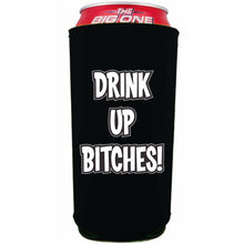 Load image into Gallery viewer, black 24oz can koozie with drink up bitches text design
