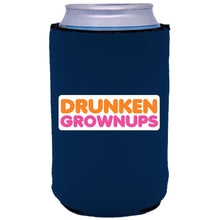 Load image into Gallery viewer, Navy can koozie with drunken grownups funny design
