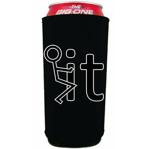 black 24oz can koozie with fuck it funny design