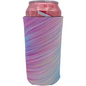 Colorful 16oz Koozie with a Pattern of Slanting Pastel Colors