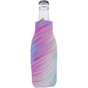 Colorful Bottle Koozie with a Pattern of Slanting Pastel Colors