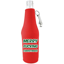 Load image into Gallery viewer, Merry Fucking Christmas and Happy Fucking New Year Beer Bottle Coolie Set With Openers
