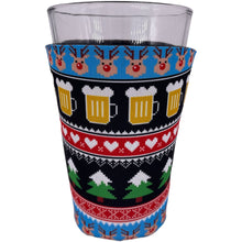 Load image into Gallery viewer, Reindeer and Beer Christmas Pattern Pint Glass Coolie
