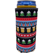 Load image into Gallery viewer, Reindeer and Beer Christmas Slim 12oz Can Coolie
