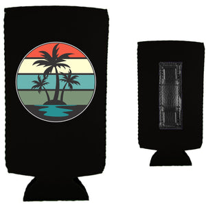 Retro Palm Trees Magnetic Slim Can Coolie