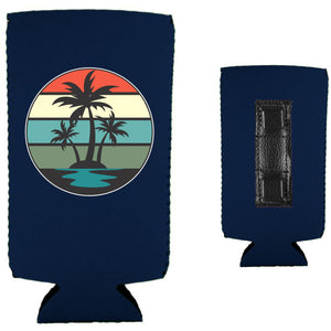 Retro Palm Trees Magnetic Slim Can Coolie