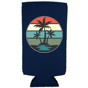 Retro Palm Trees Slim Can Coolie