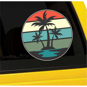 Retro Palm Trees Vinyl Sticker 5 Inch, Indoor/Outdoor