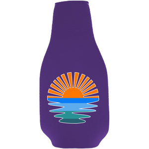 Retro Sunset Beer Bottle Coolie with Opener Attached