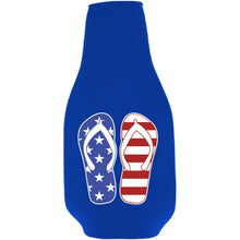 Load image into Gallery viewer, Stars and Stripes Flip Flop Beer Bottle Coolie
