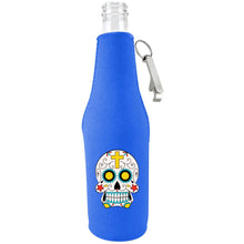 Load image into Gallery viewer, Sugar Skull Beer Bottle Coolie With Opener
