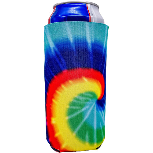 24 ounce can koozie with tie dye print design