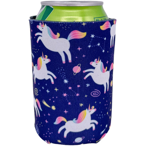 Unicorns In Space can Koozie with planets and stars