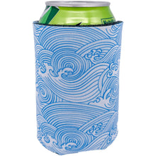 Load image into Gallery viewer, White Can Koozie with Blue Wave Lines
