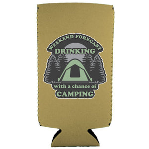 Weekend Forecast Drinking with a chance of Camping 12 oz. Slim Can Coolie